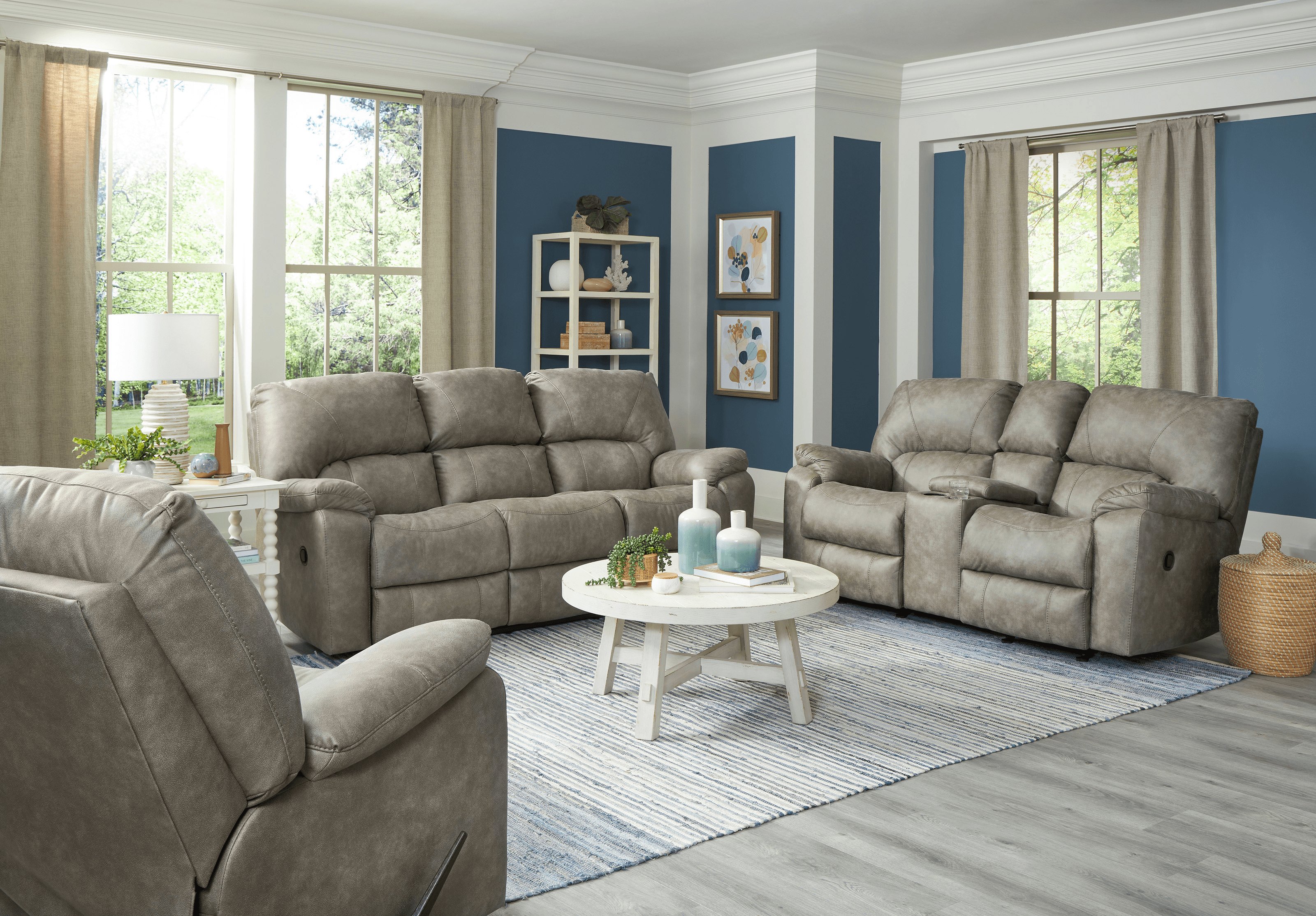 Sapphire Fog Manual Rocking Reclining Loveseat